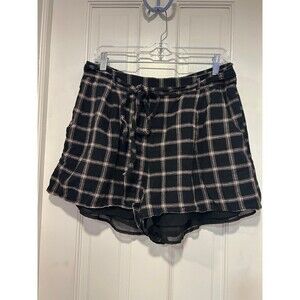 American Eagle Black Plaid High Rise Tie Front Shorts